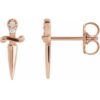 88573 / Earring / Set / Natural Diamond / Round / 1.2 Mm / 14K Rose / Natural Diamond / Pair / Friction Backs Included / Polished / .025 Ctw Natural Diamond Accented Dagger Earrings