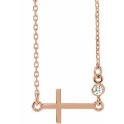 R42355 / Necklace / Set / 14K Rose / Round / Natural Diamond / 2Mm :: 0.03 Ct / I1