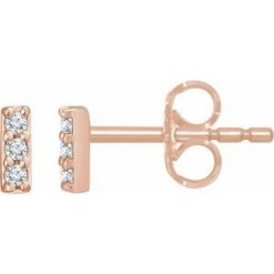 652862 / Earring / Set / Lab-Grown Diamond / Round / 1.2 Mm / 14K Rose / Pair / Friction Backs Included / Polished / .05 Ctw Lab-Grown Diamond Bar Earrings