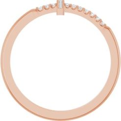 122276 / Ring / Set / 14K Rose / Lab-Grown Diamond / Round / 1 Mm / Polished / .08 Ctw Lab-Grown Diamond Sideways Cross Ring