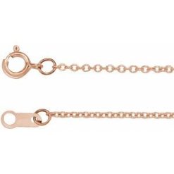 Ch1015 / 14K Rose / Cable / 1 Mm / 16-18 In / Spring Ring / Polished / Adjustable Cable Chain