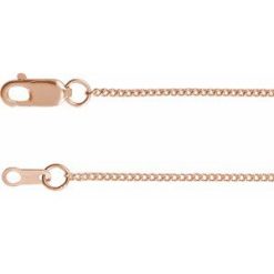 Ch1222 / 14K Rose / Curb / 1 Mm / 20 In / Lobster Clasp / Diamond-Cut / Diamond-Cut Curb Chain