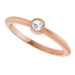 124640 / Ring / Set / 14K Rose / Natural Diamond / Round / 3 Mm / Polished / 1/10 Ct Natural Diamond Solitaire Rose-Cut Stackable Ring