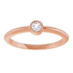 124640 / Ring / Set / 14K Rose / Natural Diamond / Round / 3 Mm / Polished / 1/10 Ct Natural Diamond Solitaire Rose-Cut Stackable Ring