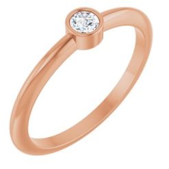 124640 / Ring / Set / 14K Rose / Natural Diamond / Round / 3 Mm / Polished / 1/10 Ct Natural Diamond Solitaire Rose-Cut Stackable Ring