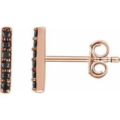651757 / Earring / Set / Natural Black Diamond / Round / 1.2 Mm / 14K Rose / Pair / Friction Backs Included / Polished / 1/10 Ctw Black Natural Diamond Bar Earrings