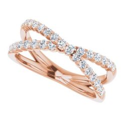 653010 / Ring / Set / 14K Rose / Lab-Grown Diamond / Round / Lab-Grown Diamond / Polished / 1/2 Ctw Lab-Grown Diamond Criss-Cross Ring