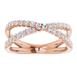 653010 / Ring / Set / 14K Rose / Lab-Grown Diamond / Round / Lab-Grown Diamond / Polished / 1/2 Ctw Lab-Grown Diamond Criss-Cross Ring