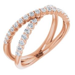 653010 / Ring / Set / 14K Rose / Lab-Grown Diamond / Round / Lab-Grown Diamond / Polished / 1/2 Ctw Lab-Grown Diamond Criss-Cross Ring