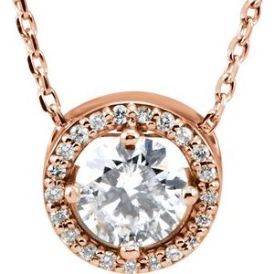 85916 / Necklace / Set / 14K Rose / Round / Lab-Grown Diamond / 4.9Mm :: 1/2 Ctw / Lab-Grown Diamond / Si1-Si2