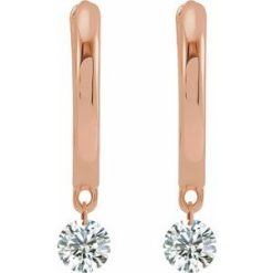 688808 / Earring / Set / Natural Diamond / Round / 3.5 Mm / 14K Rose / Pair / Hinged / Polished / 1/3 Ctw Drilled Natural Diamond Hinged Hoop Earrings