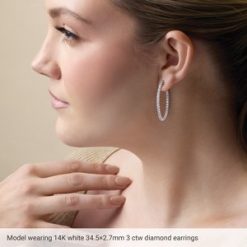 H+ / Pair / Hinged / Polished / 5 Ctw Natural Diamond Inside-Outside Hinged Hoop Earrings