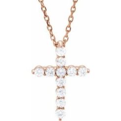 R42359 / Necklace / Set / 14K Rose / Round / Lab-Grown Diamond / 14.6 X 10.5 Mm / 1.8Mm :: 1/4 Ctw / Si1-Si2