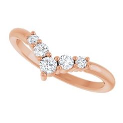 123361 / Ring / Set / 14K Rose / Natural Diamond / Round / 2.8 Mm / Natural Diamond / Polished / 1/4 Ctw Natural Diamond Graduated V Ring