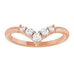 123361 / Ring / Set / 14K Rose / Natural Diamond / Round / 2.8 Mm / Natural Diamond / Polished / 1/4 Ctw Natural Diamond Graduated V Ring