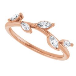 122971 / Ring / Set / 14K Rose / Natural Diamond / Marquise / 4 X 2 Mm / Natural Diamond / Polished / 1/4 Ctw Natural Diamond Leaf Ring
