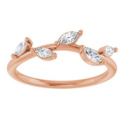 122971 / Ring / Set / 14K Rose / Natural Diamond / Marquise / 4 X 2 Mm / Natural Diamond / Polished / 1/4 Ctw Natural Diamond Leaf Ring