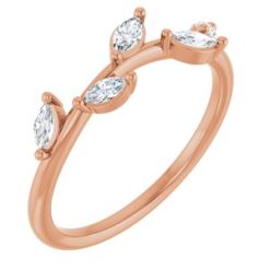 122971 / Ring / Set / 14K Rose / Natural Diamond / Marquise / 4 X 2 Mm / Natural Diamond / Polished / 1/4 Ctw Natural Diamond Leaf Ring