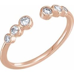 123339 / Ring / Set / 14K Rose / Natural Diamond / Round / Natural Diamond / Polished / 1/4 Ctw Natural Diamond Negative Space Ring