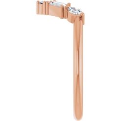 124639 / Ring / Set / 14K Rose / Natural Diamond / Marquise / Natural Diamond / Polished / 1/4 Ctw Natural Diamond Multi-Stone V Bar Ring