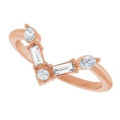 124639 / Ring / Set / 14K Rose / Natural Diamond / Marquise / Natural Diamond / Polished / 1/4 Ctw Natural Diamond Multi-Stone V Bar Ring