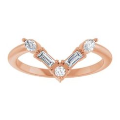 124639 / Ring / Set / 14K Rose / Natural Diamond / Marquise / Natural Diamond / Polished / 1/4 Ctw Natural Diamond Multi-Stone V Bar Ring