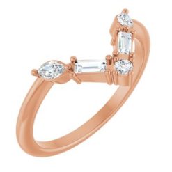 124639 / Ring / Set / 14K Rose / Natural Diamond / Marquise / Natural Diamond / Polished / 1/4 Ctw Natural Diamond Multi-Stone V Bar Ring