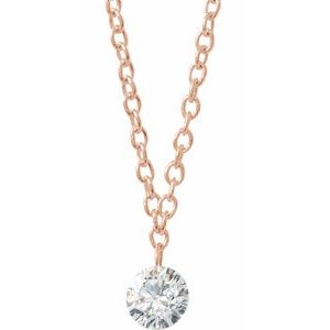 G-H / 16-18 In / Polished / 1/6 Ct Natural Diamond Solitaire Adjustable Necklace