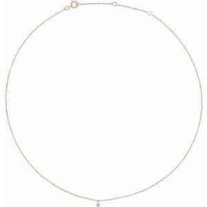 653719 / Necklace / Set / 14K Rose / Round / Natural Diamond / 3.5Mm :: 1/6 Ct / I1