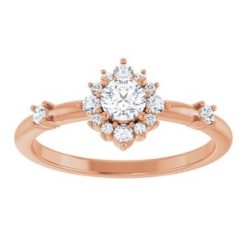 72088 / Ring / Set / 14K Rose / Natural Diamond / Round / 4.1 Mm / Natural Diamond / Polished / 3/8 Ctw Natural Diamond Halo-Style Ring