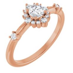 72088 / Ring / Set / 14K Rose / Natural Diamond / Round / 4.1 Mm / Natural Diamond / Polished / 3/8 Ctw Natural Diamond Halo-Style Ring