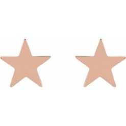 86457 / Earring / 14K Rose / 6.2 Mm / Pair / Friction Backs Included / .37 In / Polished / Star Earrings With Backs