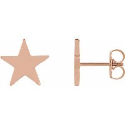 86457 / Earring / 14K Rose / 6.2 Mm / Pair / Friction Backs Included / .37 In / Polished / Star Earrings With Backs
