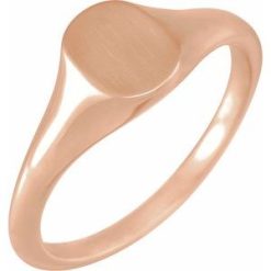 51552 / 14K Rose / Oval / 8 X 6 Mm / Brush / Polished / Oval Signet Ring