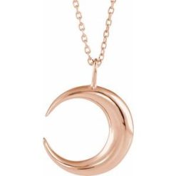 86693 / Necklace / 14K Rose / 19.5 X 15 Mm / 16-18 In / Polished / Crescent Moon Necklace