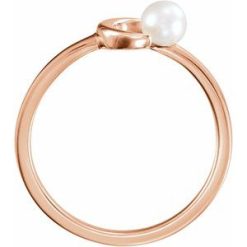 6494 / Ring / Set / 14K Rose / Cultured White Freshwater Pearl / Pearl / 4.0-4.5 Mm / Polished / Cultured White Freshwater Pearl Crescent Moon Ring