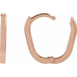 88098 / Earring / 14K Rose / 14 X 10 Mm / 1.6 Mm / Pair / Hinged / Polished / Elongated Oval Huggie Earrings