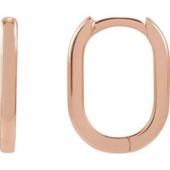 88098 / Earring / 14K Rose / 14 X 10 Mm / 1.6 Mm / Pair / Hinged / Polished / Elongated Oval Huggie Earrings
