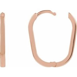 88098 / Earring / 14K Rose / 20 X 12.5 Mm / 1.6 Mm / Pair / Hinged / Polished / Elongated Oval Huggie Earrings