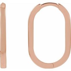 88098 / Earring / 14K Rose / 20 X 12.5 Mm / 1.6 Mm / Pair / Hinged / Polished / Elongated Oval Huggie Earrings