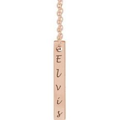 87619 / Necklace / 14K Rose / 4-Sided / 17 X 2.5 Mm / 16-18 In / Polished / Engravable Four-Sided Vertical Bar Necklace