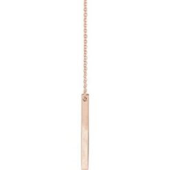 87619 / Necklace / 14K Rose / 4-Sided / 25 X 2.5 Mm / 16-18 In / Polished / Engravable Four-Sided Vertical Bar Necklace