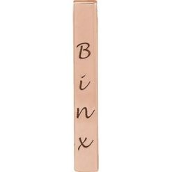 87619 / Pendant / 14K Rose / 4-Sided / 17 X 2.5 Mm / Polished / Engravable Four-Sided Vertical Bar Slide Pendant