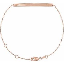 Brc887 / Bracelet / 14K Rose / 40 X 3 Mm / 6 1/2-7 1/2 In / Polished / Engravable Skinny Bar Bracelet