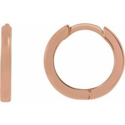 87384 / Earring / 14K Rose / 10 Mm / 1.65 Mm / Pair / Hinged / Polished / Hinged Hoop Earrings