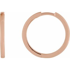 87384 / Earring / 14K Rose / 18 Mm / 1.65 Mm / Pair / Hinged / Polished / Hinged Hoop Earrings