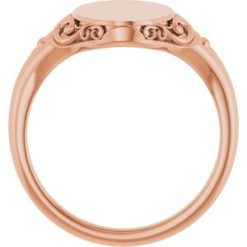 51659 / 14K Rose / Oval / 13.4 X 9 Mm / Brush / Polished / Signet Ring