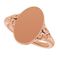 51659 / 14K Rose / Oval / 13.4 X 9 Mm / Brush / Polished / Signet Ring