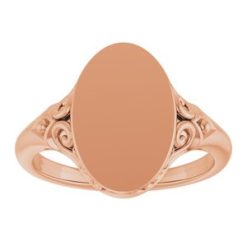 51659 / 14K Rose / Oval / 13.4 X 9 Mm / Brush / Polished / Signet Ring