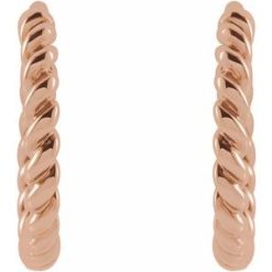 87586 / Earring / 14K Rose / 11 Mm / 1.65 Mm / Pair / Hinged / Polished / Twisted Rope Hoop Earrings